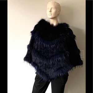 Real fur poncho cape stole NEW
